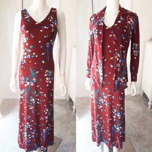 Vintage 1970s Deco Print Maxi Dress & Shirt